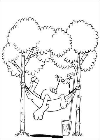 Cat In The Hammock Coloring Page